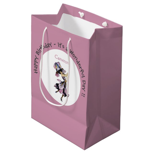 Iris - Fleur-de-Lis Whimsical Flower Party Supply Medium Gift Bag (Front Angled)