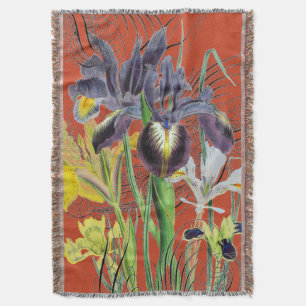 Iris Floral Fantasy Red 2.0 Throw Blanket