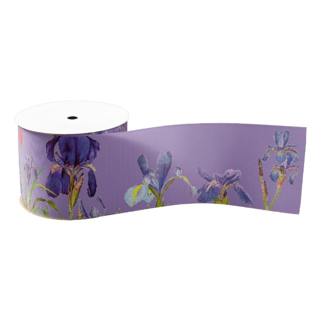 Iris Floral Flowers Garden Grosgrain Ribbon (Spool)