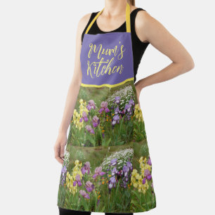Iris Floral Purple Floral Garden Pattern Flowers Apron