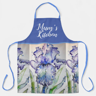 Iris Floral Shabby Chic Purple Lavender Mum Apron