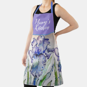 Iris Floral Shabby Chic Purple Lavender Mum Apron
