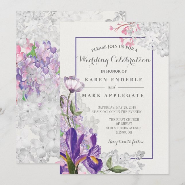 Iris Floral Spring Wedding Invitation (Front/Back)