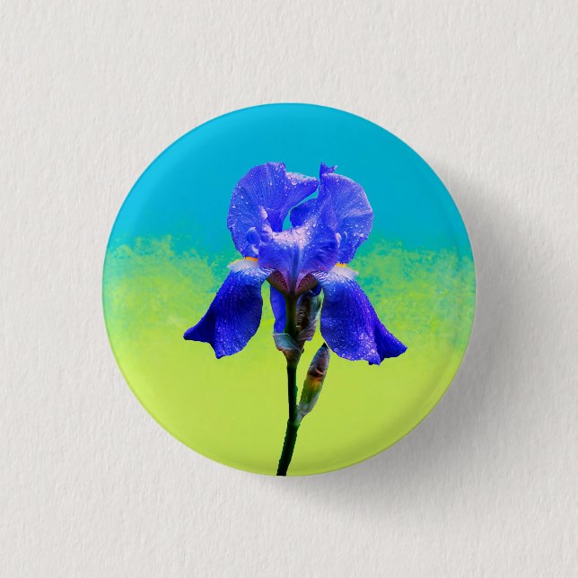 Iris flower  3 cm round badge (Front)