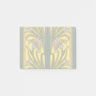 Iris Flower Art Nouveau Stained Glass Blue Gold Post-it Notes
