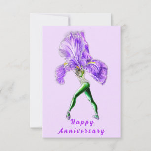 Iris Flower Ballet Dancer Anniversary Card
