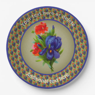 Iris Flower Bouquet Personalised Party Paper Plate