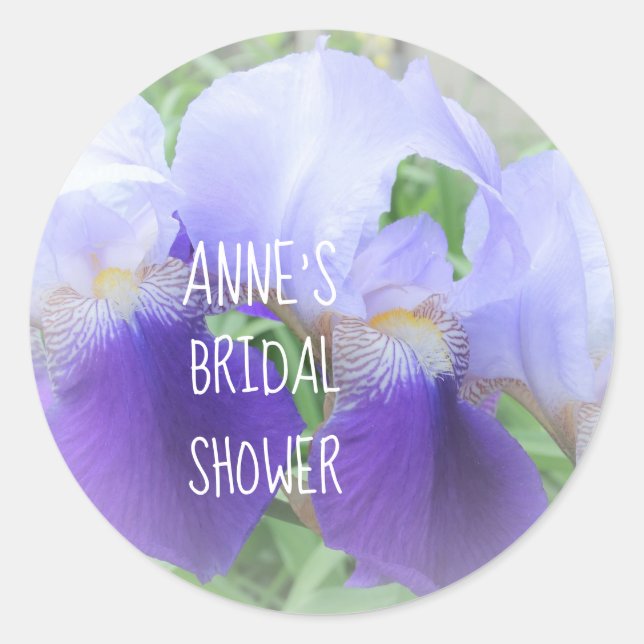 Iris Flower Bridal Shower Classic Round Sticker (Front)