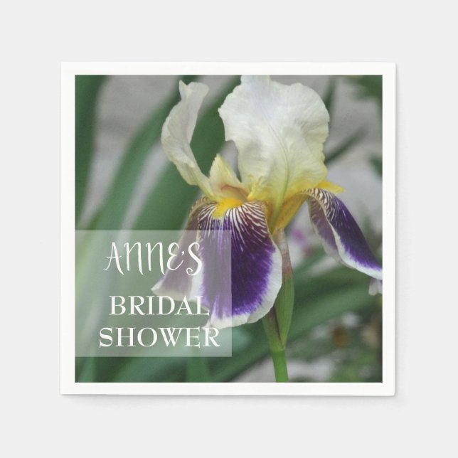 Iris Flower Bridal Shower Paper Napkins (Front)