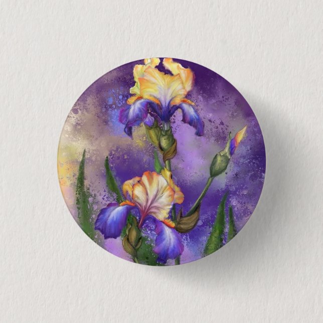 Iris Flower Button Irises Painting  (Front)