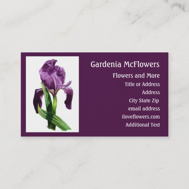 Iris Flower - Floral Business Card (Front)