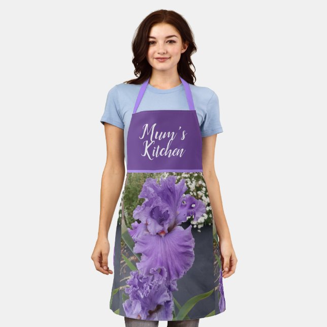 Iris Flower Flowers Purple Lavender Lilac Apron (Worn)
