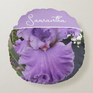 Iris Flower Flowers Purple Lavender Lilac Apron Round Cushion