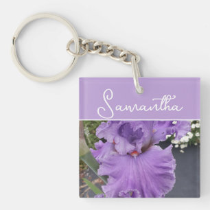 Iris Flower Flowers Purple Lavender Lilac Floral Key Ring