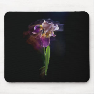 Iris flower on a black background. Long exposure. Mouse Mat