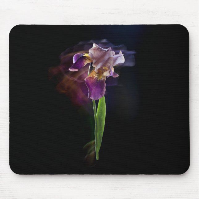 Iris flower on a black background. Long exposure. Mouse Mat (Front)