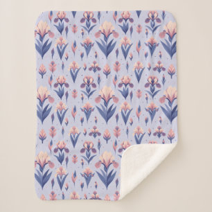 Iris Flower Pattern Sherpa Blanket