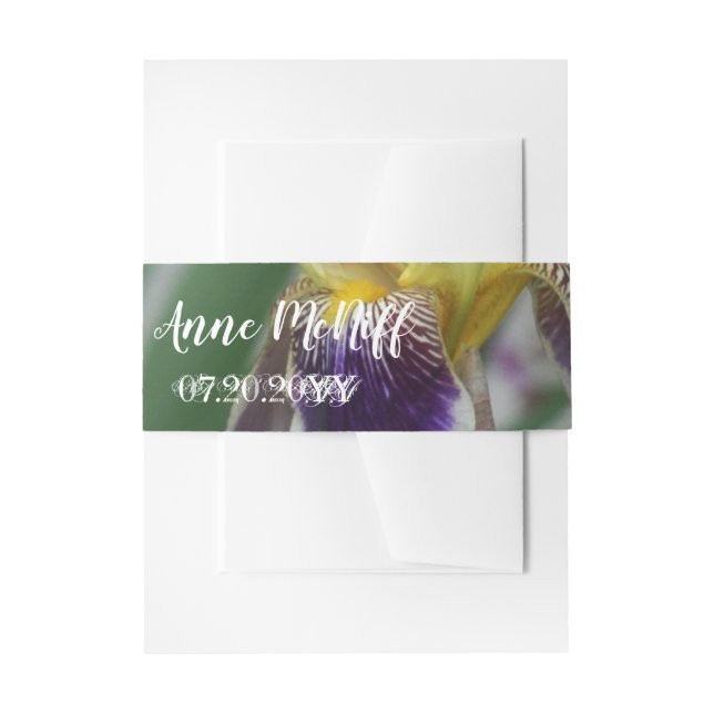 Iris Flower Photo  Invitation Belly Bands Band (Front Example)