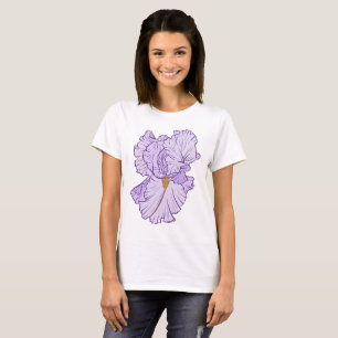 Iris Flower Purple Line Art T-Shirt