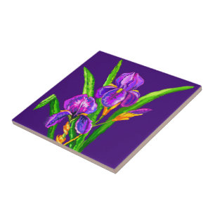 Iris Flower Purple Tile - Choose Colour