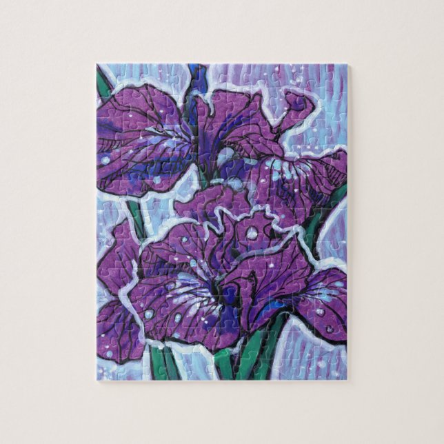 Iris Flower Spring Flowers Floral Painting Purple  Jigsaw Puzzle (Vertical)