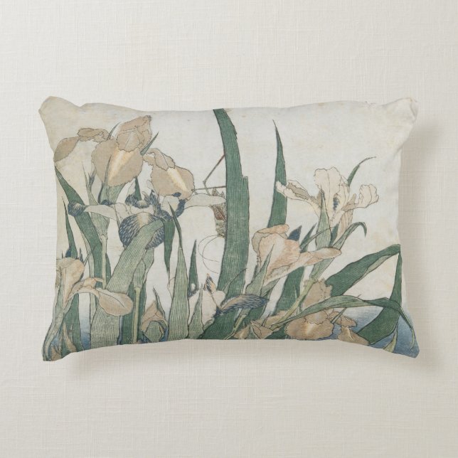 Iris Flowers and Grasshopper, c.1830-31 Decorative Cushion (Front)