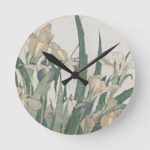Iris Flowers and Grasshopper, c.1830-31 Round Clock