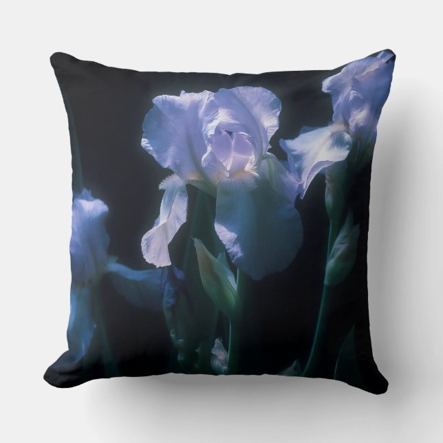 Iris Flowers at Twilight Beach Towel Cushion (Front)