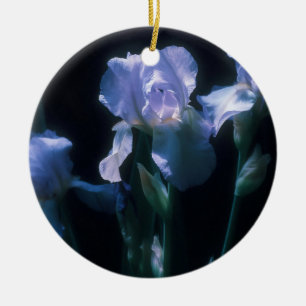 Iris Flowers at Twilight Ceramic Tree Decoration