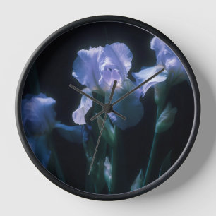 Iris Flowers at Twilight Clock