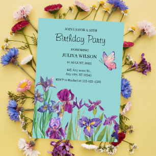 Iris flowers Birthday Party Invitation