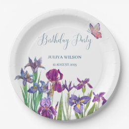 Iris flowers Birthday Party Paper Plate