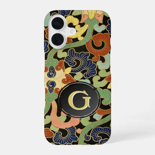 Iris Flowers Monogram iPhone 16 Case (Back)