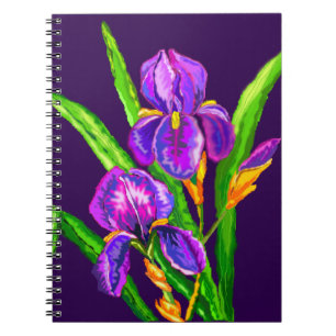 Iris Flowers Notebook - Custom Colors - Text