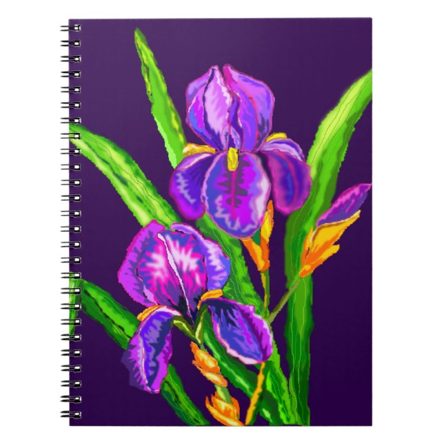 Iris Flowers Notebook - Custom Colors - Text (Front)