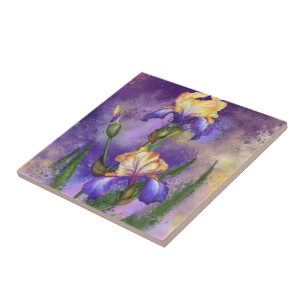 Iris Flowers Purple Tile