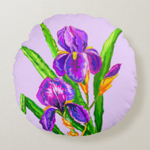 Iris Flowers Round Pillow Irises