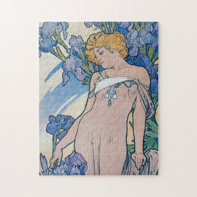 Iris (Four Flowers), Alphonse Mucha Jigsaw Puzzle (Vertical)