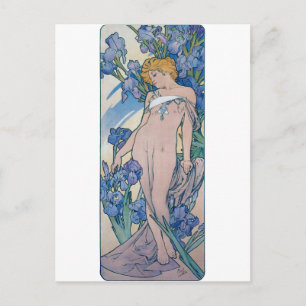 Iris (Four Flowers), Alphonse Mucha Postcard