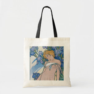 Iris (Four Flowers), Alphonse Mucha Tote Bag