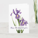 Iris Garden Daughter Birthday Card<br><div class="desc">Two beautiful Louisiana irises grace the front of this birthday card. Drawn with pastels, the purple irises create a delicate and eye-catching design to honour your daughter. The words “Happy Birthday, Daughter” are written across the front. The inside holds a sweet sentiment that you can either keep or customise. Make...</div>