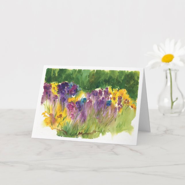 Iris Garden Folded Greeting Card (Small Plant)