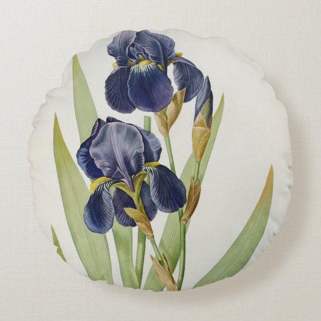Iris Germanica, from `Les Liliacees', 1805 Round Cushion (Front)