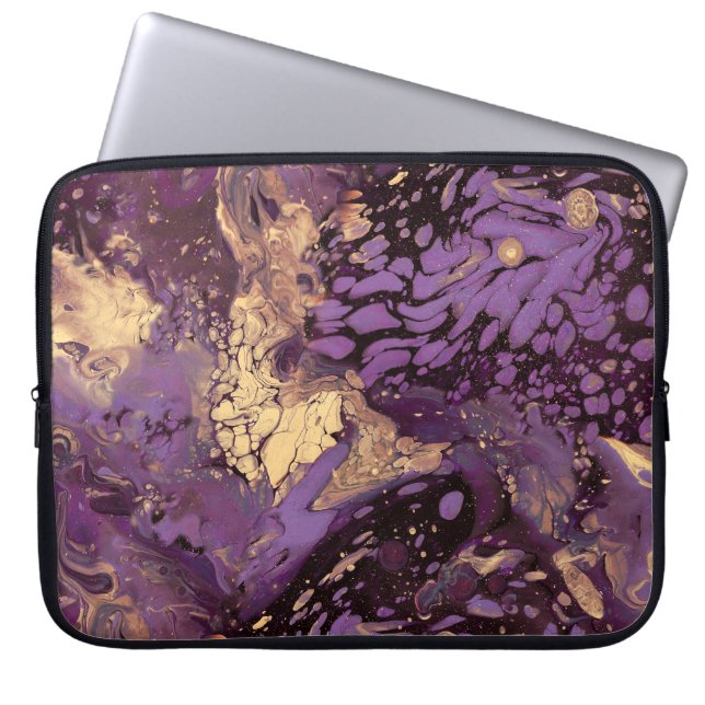 iris gold ink swirl : laptop sleeve (Front)