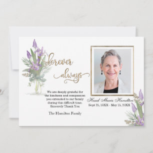 Iris - Gold Sympathy Thank You Personalised Photo Card