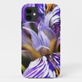 Iris In Violet Lilac and Purple Botanical Art iPhone 11 Case