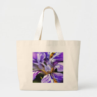 Iris In Violet Lilac and Purple Botanical Art Large Tote Bag