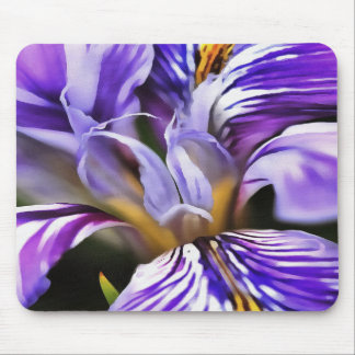 Iris In Violet Lilac and Purple Botanical Art Mouse Mat