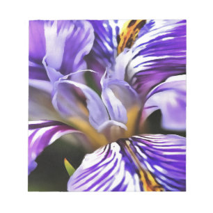 Iris In Violet Lilac and Purple Botanical Art Notepad