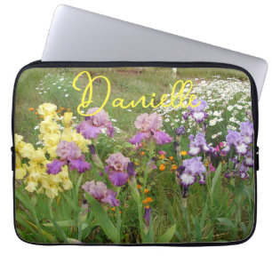 Iris irises floral Flowers Cottage Garden Birthday Laptop Sleeve